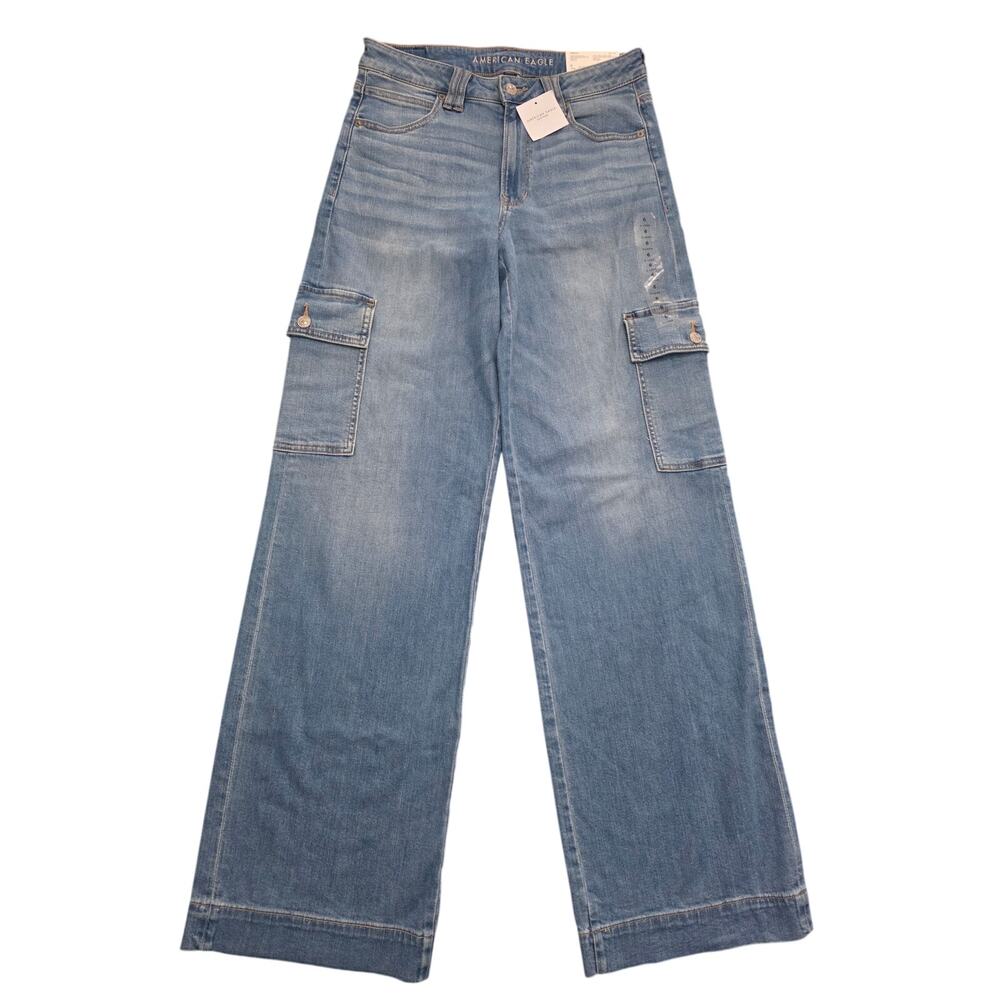 NWT American Eagle Dreamy Drape Super High-Rise Baggy Wide Leg Jeans Sz 6 X-Long